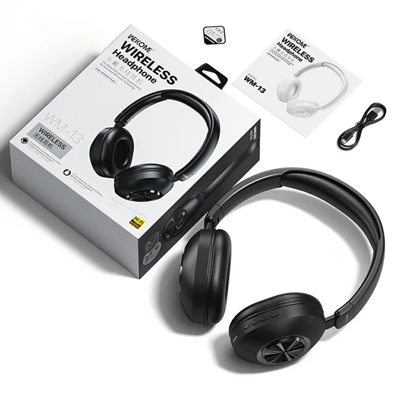 WEKOME WM-13 Wireless Headphones Foldable Bluetooth-compatible Over-Ear Headset with Microphone  /  40mm Driver - Black