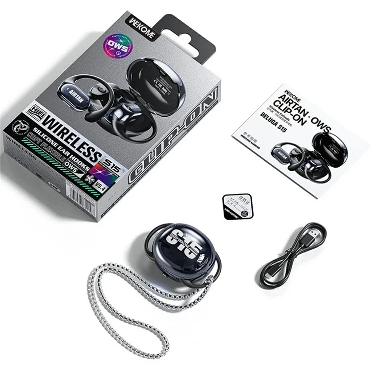 WEKOME Beluga S15 Bluetooth-наушники с открытым ухом с композитным титановым диафрагмой 12 мм - черные