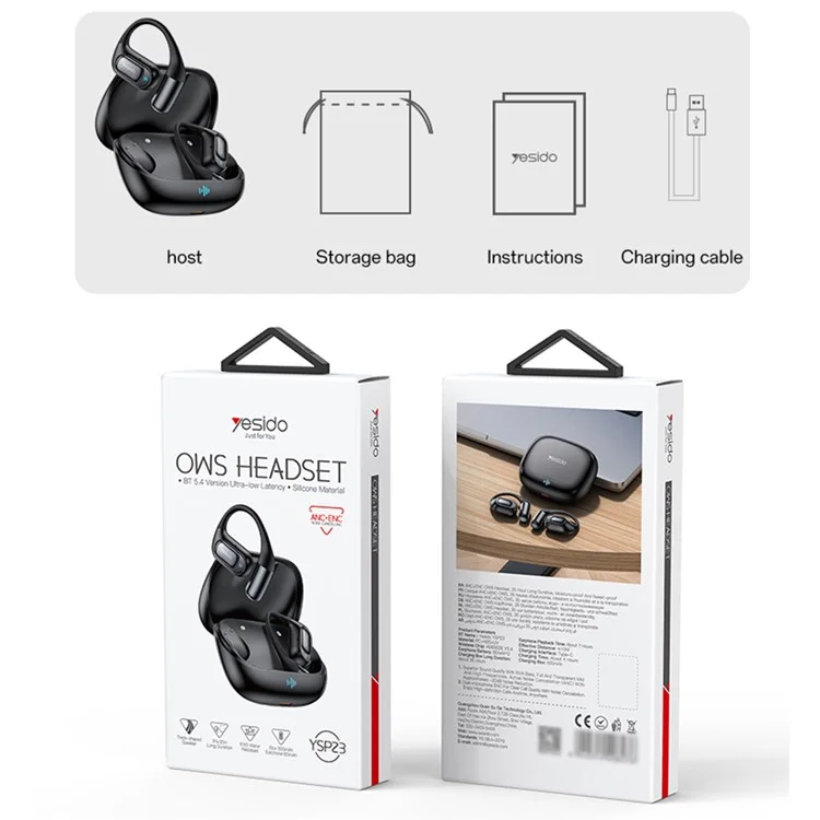 YESIDO YSP23 Hanging OWS Headphones ANC + ENC Noise Cancelling Bluetooth-compatible Earbuds