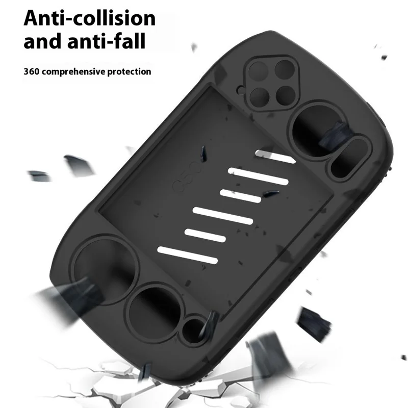 For ANBERNIC RG Cubexx Case Handheld Game Console Silicone Protective Cover with Wrist Strap - Black