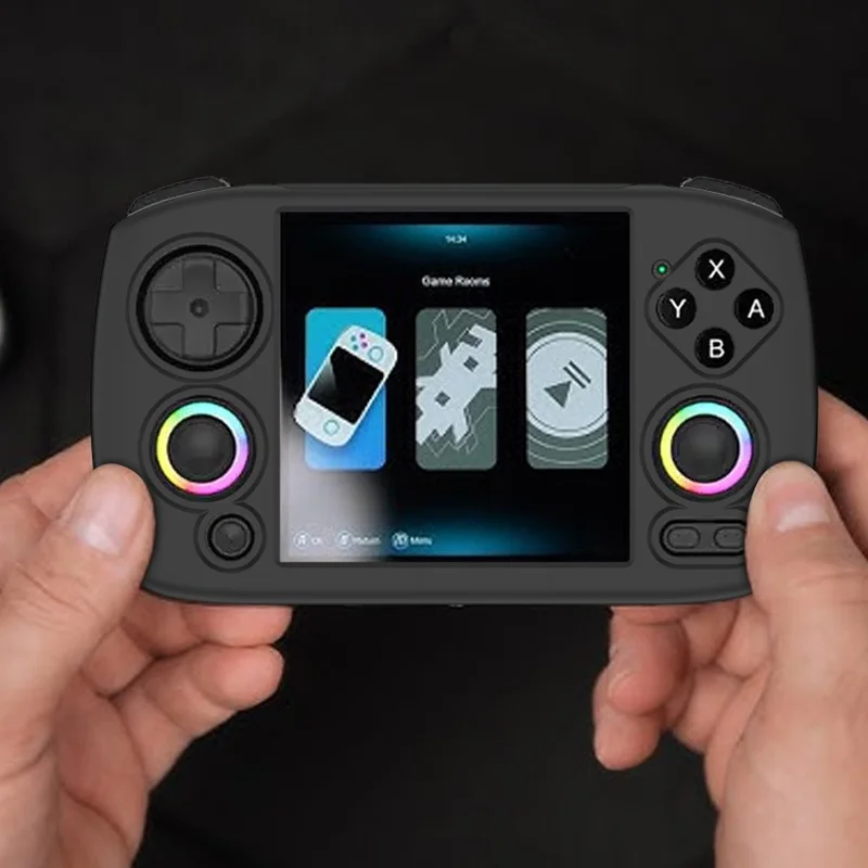 For ANBERNIC RG Cubexx Case Handheld Game Console Silicone Protective Cover with Wrist Strap - Black