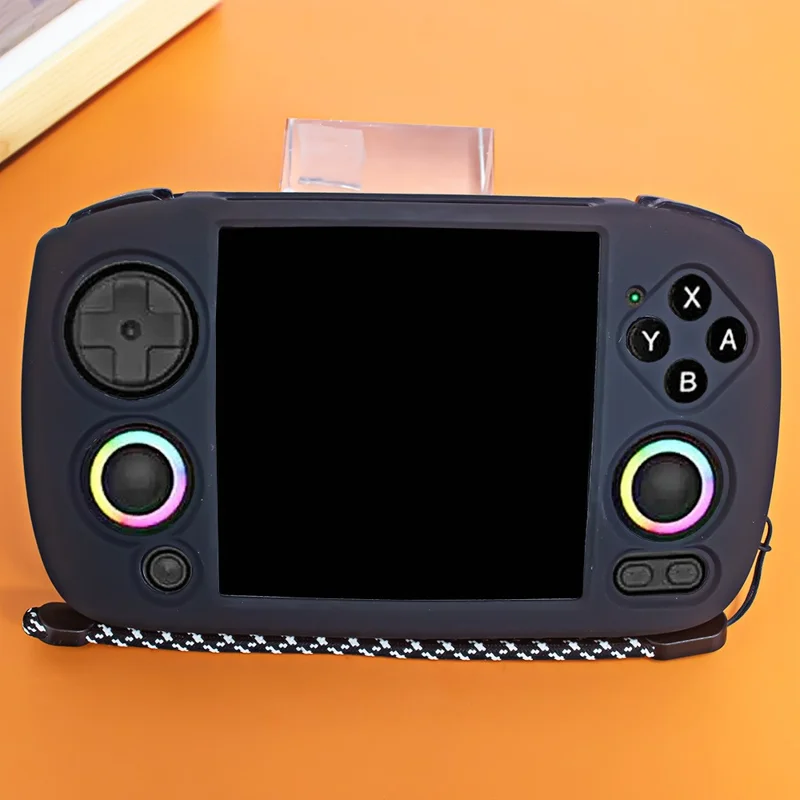 For ANBERNIC RG Cubexx Case Handheld Game Console Silicone Protective Cover with Wrist Strap - Black