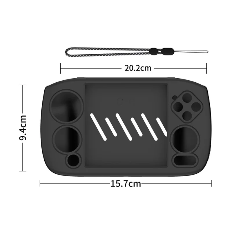 For ANBERNIC RG Cubexx Case Handheld Game Console Silicone Protective Cover with Wrist Strap - Black