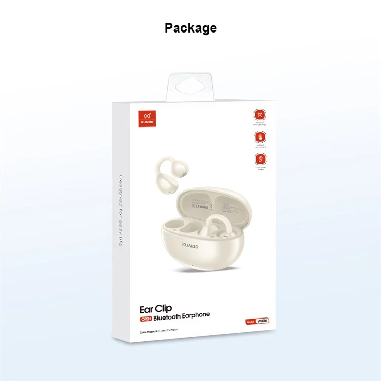 XUNDD W006 Open Ear Headphones Clip-On Bluetooth-compatible for Earphones Hands Free Calling - Beige