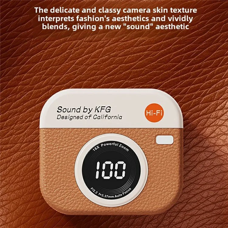 Q86 Retro Camera Design TWS Bluetooth-compatible Headphones Noise Reduction High Fide Bass Earphones - Brown