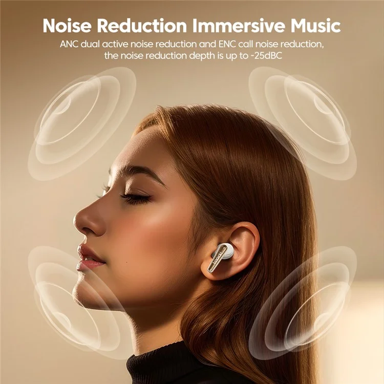 TOOCKI TQ-EJ22 In-Ear Bluetooth-compatible Earbuds ANC + ENC Noise Cancelling Headphones 8-Core Driver Bluetooth-compatible Earphones - Blue