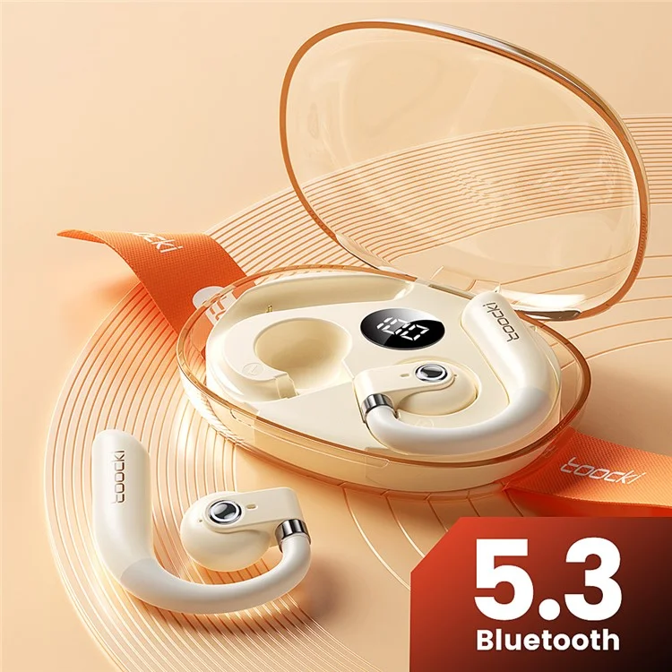 TOOCKI TQ-EJ13 Беспроводные наушники с открытым ухом Bluetooth Наушники-вкладыши с цифровым дисплеем OWS 16 мм Водитель Спортивные наушники - Бежевый
