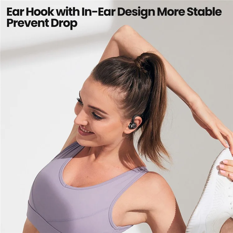 TOOCKI V90 Bluetooth-compatible Earphones Ear Hook Digital Display Wireless Headset - Black