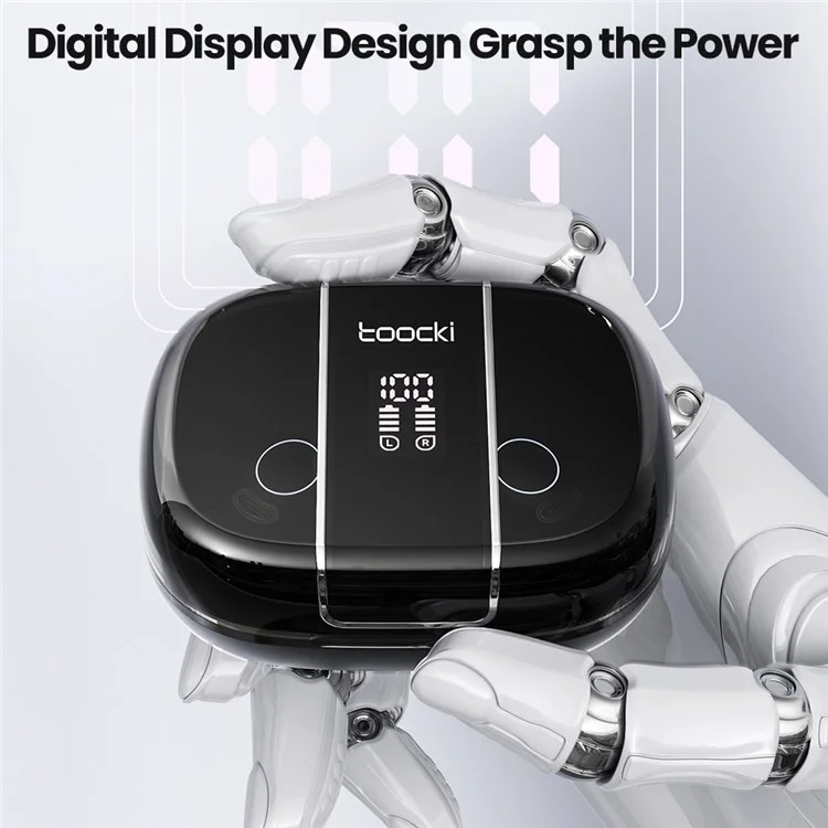 TOOCKI V90 Bluetooth-compatible Earphones Ear Hook Digital Display Wireless Headset - Black