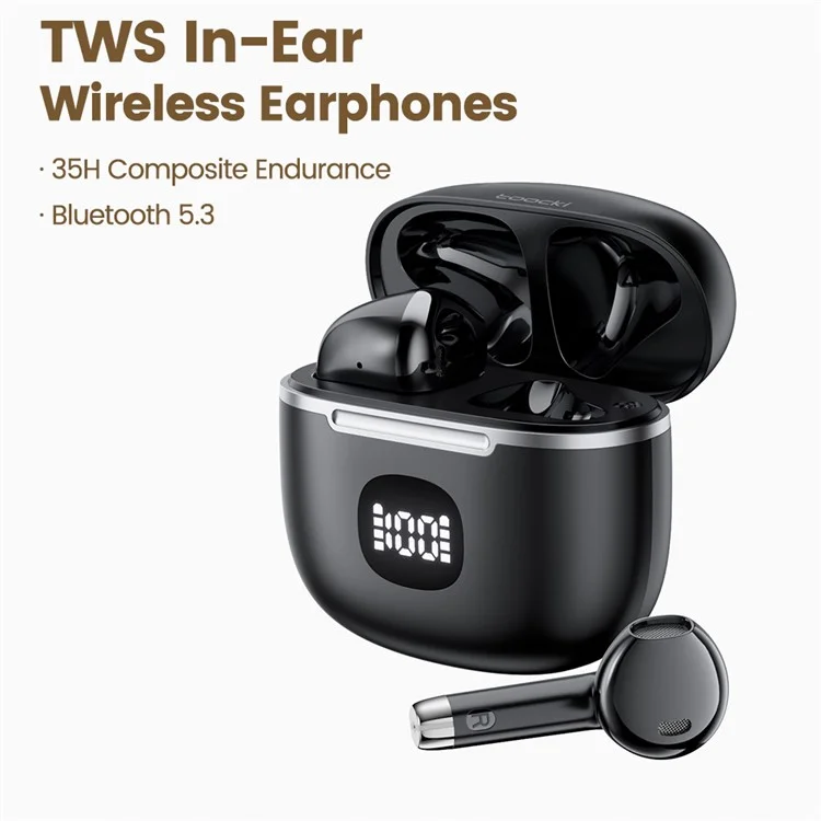 TOOCKI HE-060C Внутриканальные Bluetooth-наушники беспроводные наушники 13-мм драйвер IPX4 водонепроницаемые наушники для музыки / звонков / игр - Черный