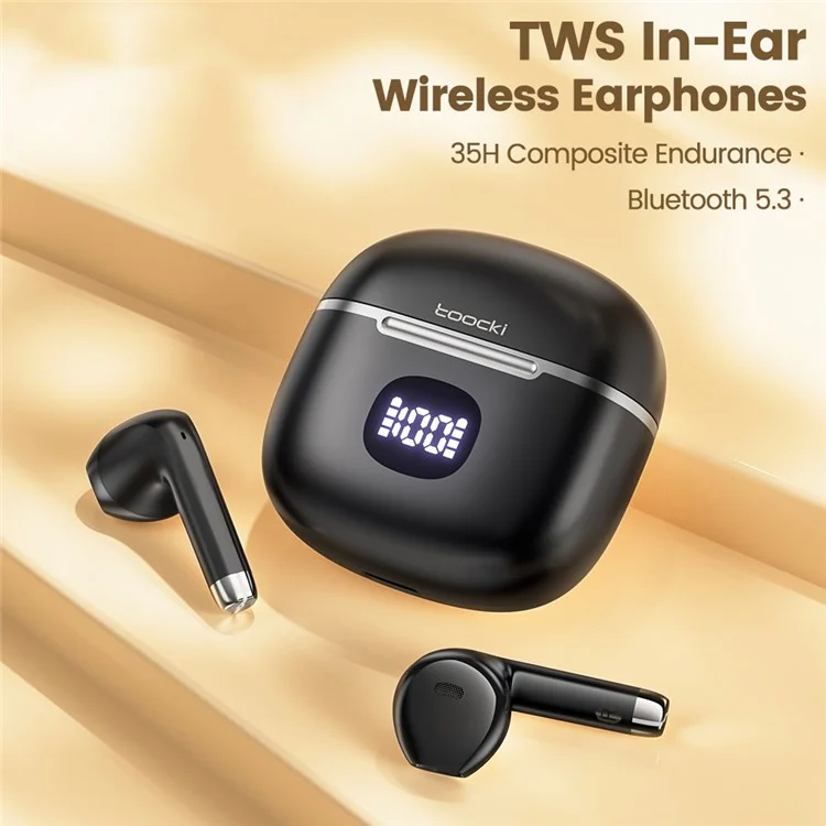 TOOCKI HE-060C Внутриканальные Bluetooth-наушники беспроводные наушники 13-мм драйвер IPX4 водонепроницаемые наушники для музыки / звонков / игр - Черный