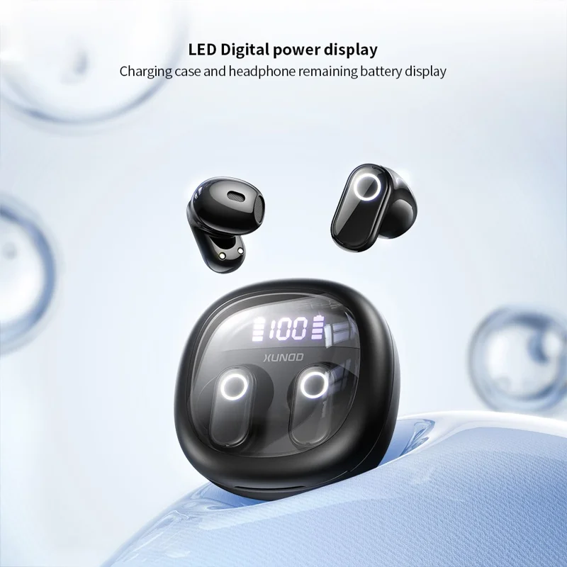XUNDD X52 TWS Bluetooth-compatible Earbuds Wireless Earphones Crystal Clear Sound Touch Control - Black