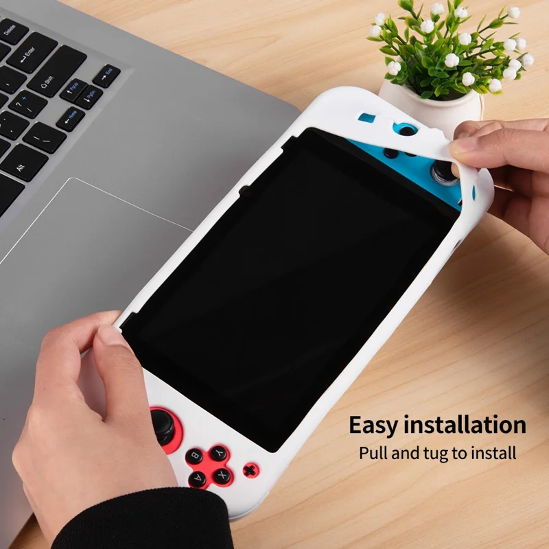 For Nintendo Switch Silicone Protective Case Handheld Game Console Shockproof Cover - White