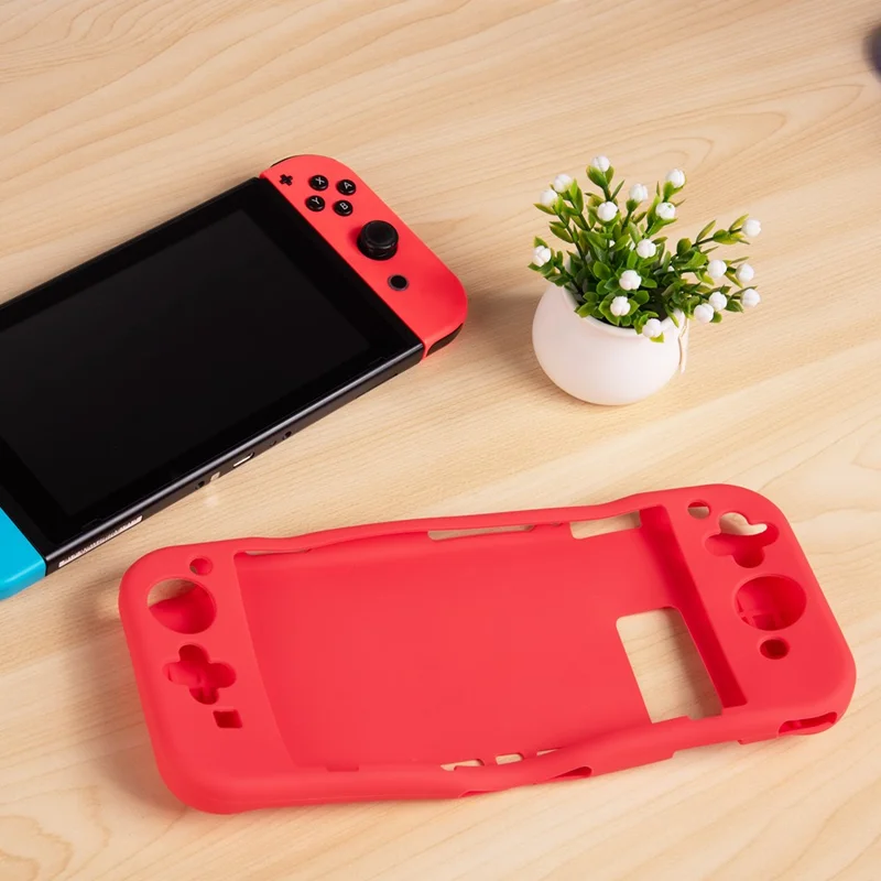 For Nintendo Switch Silicone Protective Case Handheld Game Console Shockproof Cover - White