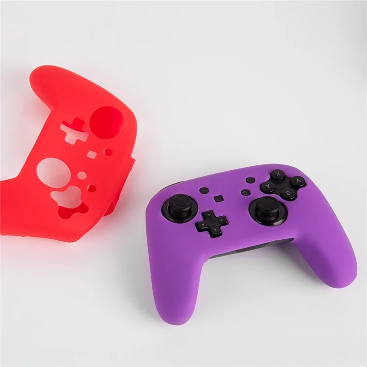 For Nintendo Switch Pro Controller Silicone Case Anti Drop Handheld Game Console Shockproof Protective Cover - Purple