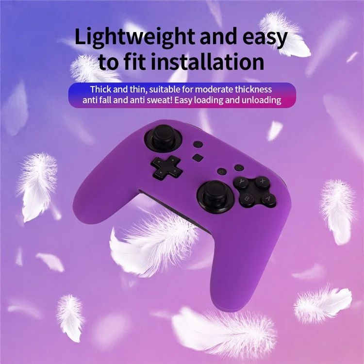 For Nintendo Switch Pro Controller Silicone Case Anti Drop Handheld Game Console Shockproof Protective Cover - Purple
