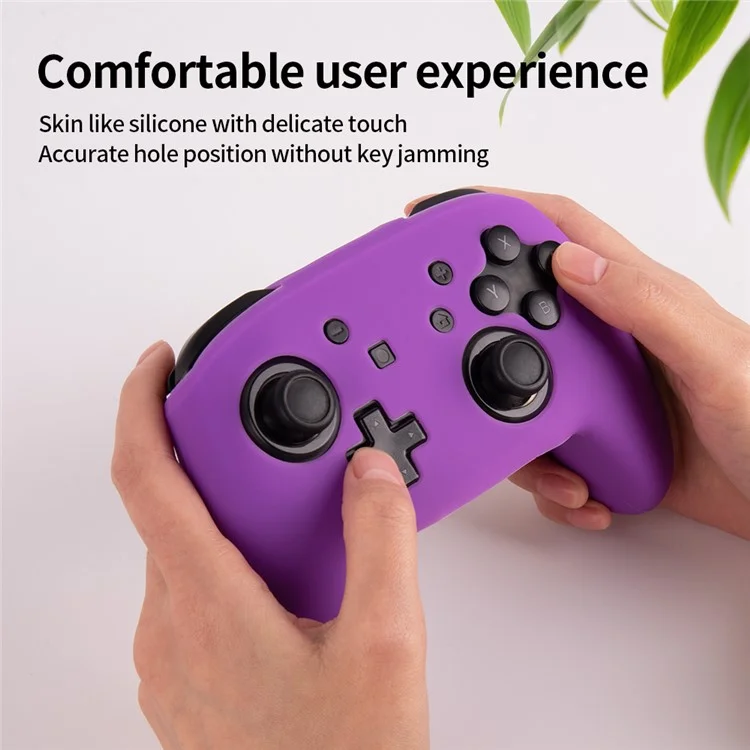 For Nintendo Switch Pro Controller Silicone Case Anti Drop Handheld Game Console Shockproof Protective Cover - Purple
