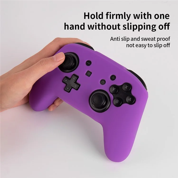 For Nintendo Switch Pro Controller Silicone Case Anti Drop Handheld Game Console Shockproof Protective Cover - Purple