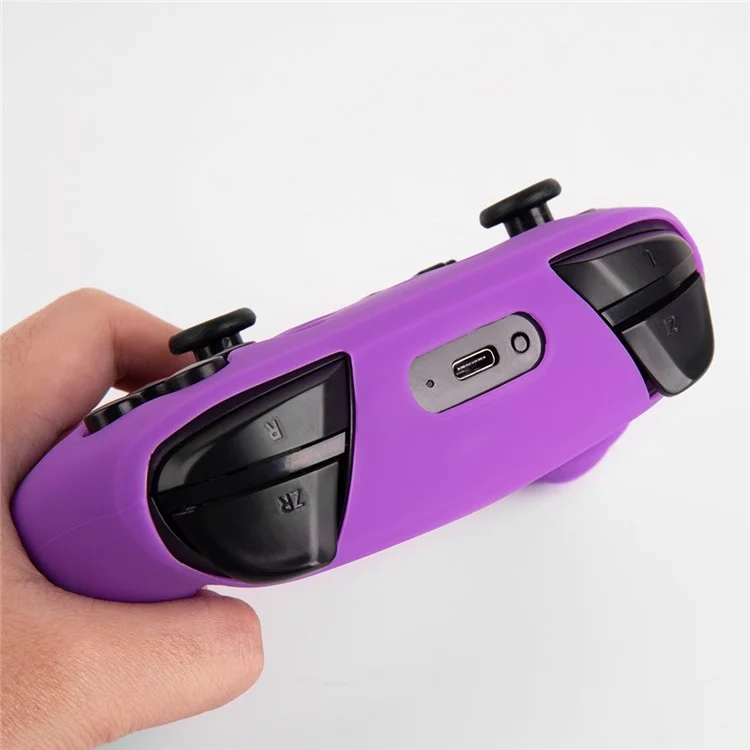 For Nintendo Switch Pro Controller Silicone Case Anti Drop Handheld Game Console Shockproof Protective Cover - Purple