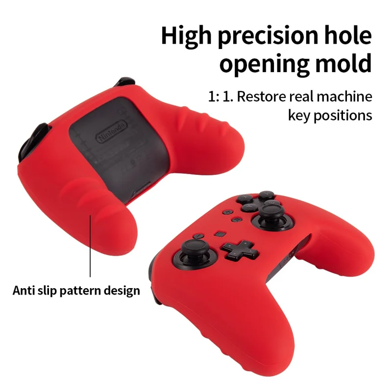 For Nintendo Switch Pro Controller Silicone Case Anti Drop Handheld Game Console Shockproof Protective Cover - Transparent