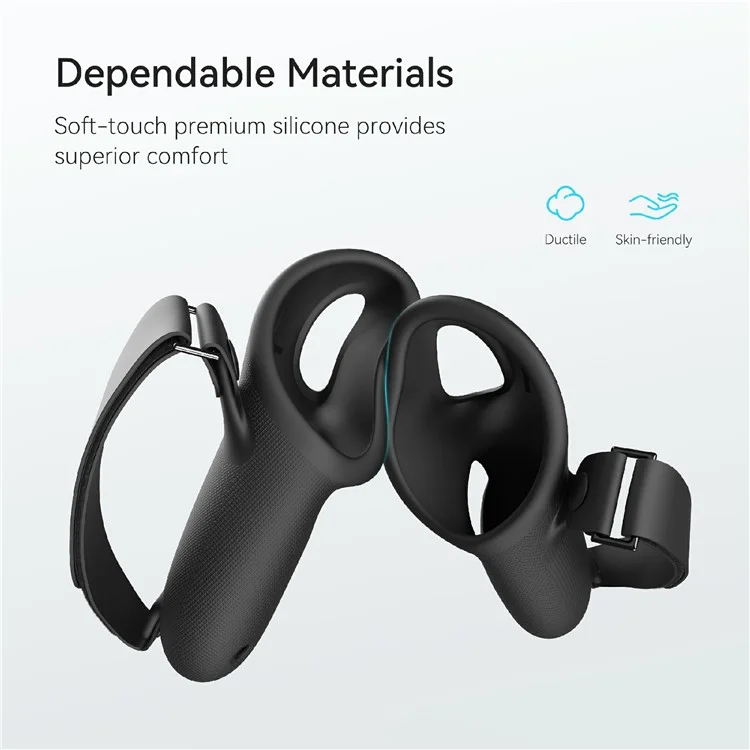 KIWI DESIGN Q1 PRO-2U Silicone Cover for Meta Quest 3 / 3S Hand Grip Protective Cases Textured Non Slip with Knuckle Strap