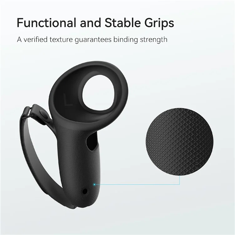 KIWI DESIGN Q1 PRO-2U Silicone Cover for Meta Quest 3 / 3S Hand Grip Protective Cases Textured Non Slip with Knuckle Strap