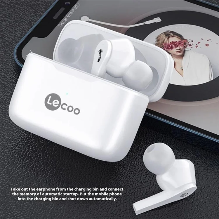 Fones de Ouvido Sem Fio LENOVO LECOO EW311 Intra-Auriculares Esportivos com Microfone / Estojo de Carregamento - Preto