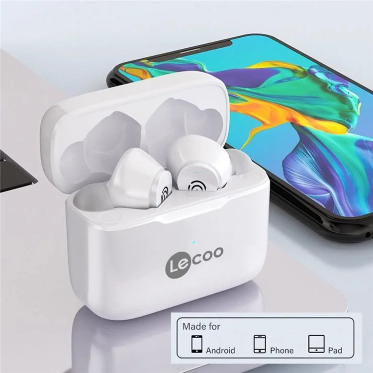 Fones de Ouvido Sem Fio LENOVO LECOO EW311 Intra-Auriculares Esportivos com Microfone / Estojo de Carregamento - Preto