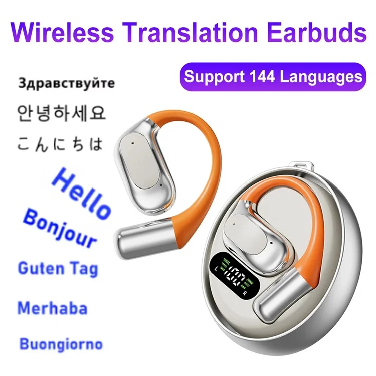 Умные наушники-переводчик M113 с поддержкой Bluetooth, технологией OWS и шумоподавлением, с возможностью реального времени перевода на 144 языка - Серый
