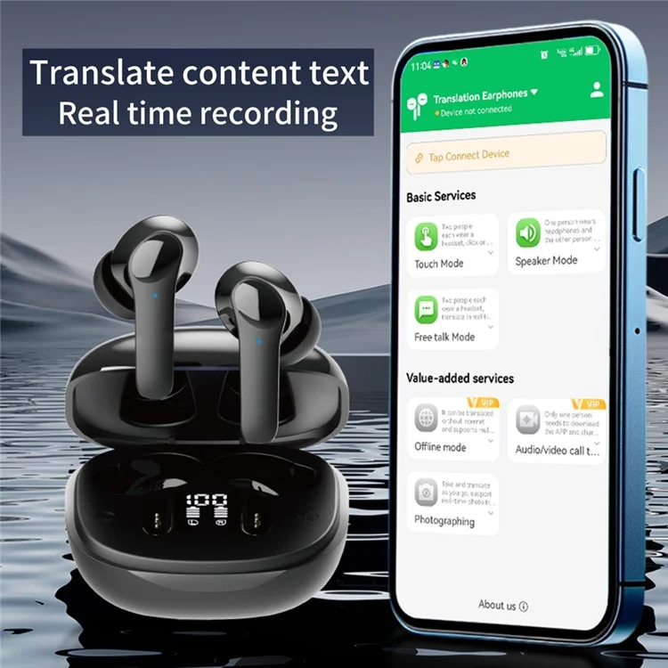 Écouteurs intelligents B11 avec traduction vocale, réduction de bruit, compatibles Bluetooth - Noir