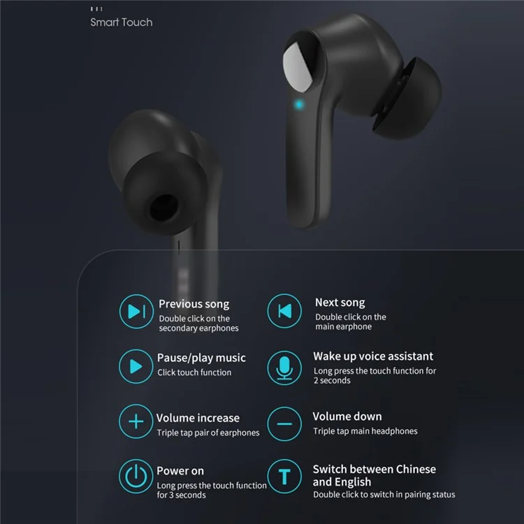 Écouteurs intelligents B11 avec traduction vocale, réduction de bruit, compatibles Bluetooth - Noir
