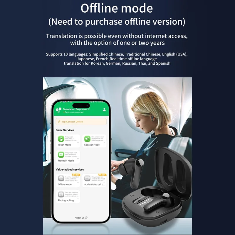 B11 Smart Voice Translation Earbuds Noise Reduction Bluetooth-compatible In Ear Headphones - White