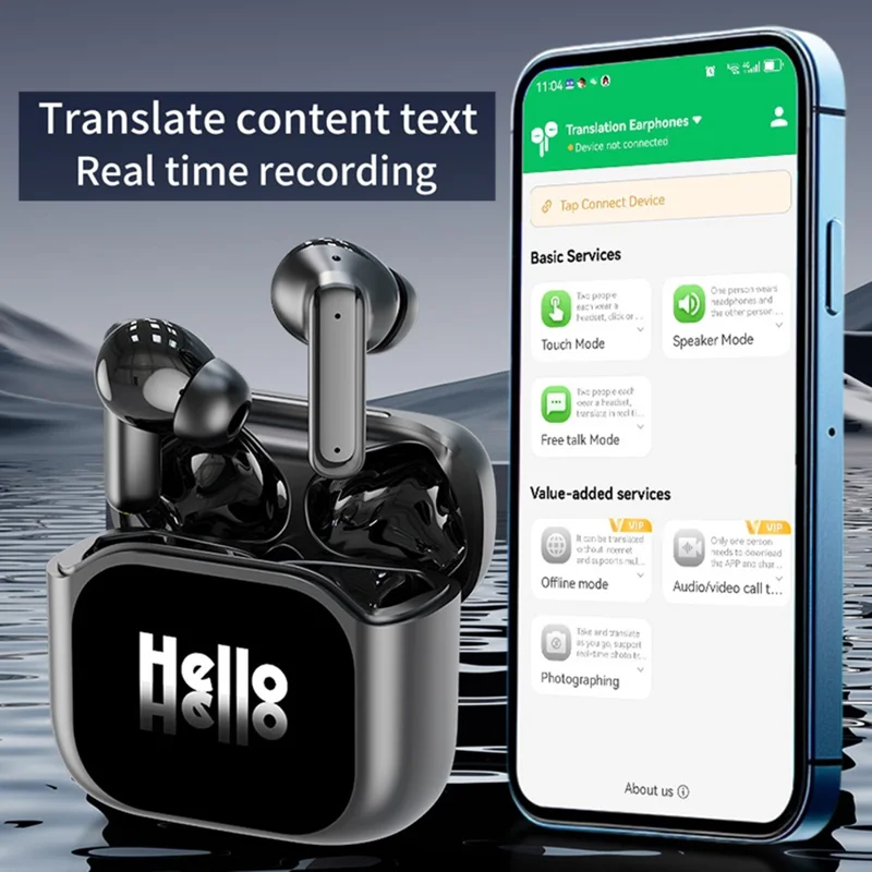 BY16 Smart Voice Translation Earbuds 150 Languages Translator Bluetooth-compatible Headphones - White