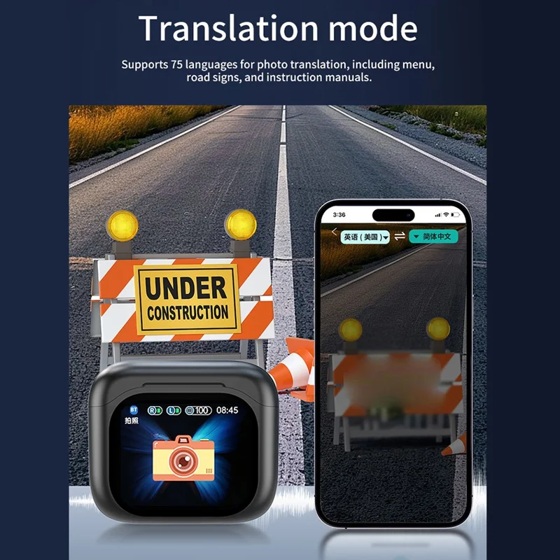 BY16 Smart Voice Translation Earbuds 150 Languages Translator Bluetooth-compatible Headphones - White