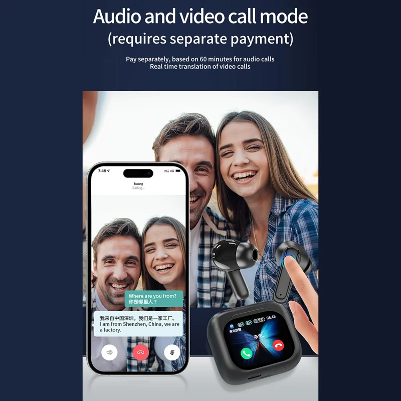 BY16 Smart Voice Translation Earbuds 150 Languages Translator Bluetooth-compatible Headphones - White