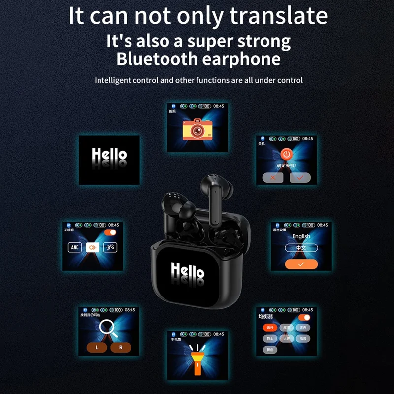 BY16 Smart Voice Translation Earbuds 150 Languages Translator Bluetooth-compatible Headphones - White