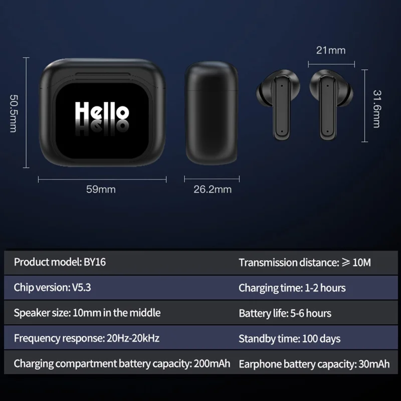 BY16 Smart Voice Translation Earbuds 150 Languages Translator Bluetooth-compatible Headphones - White