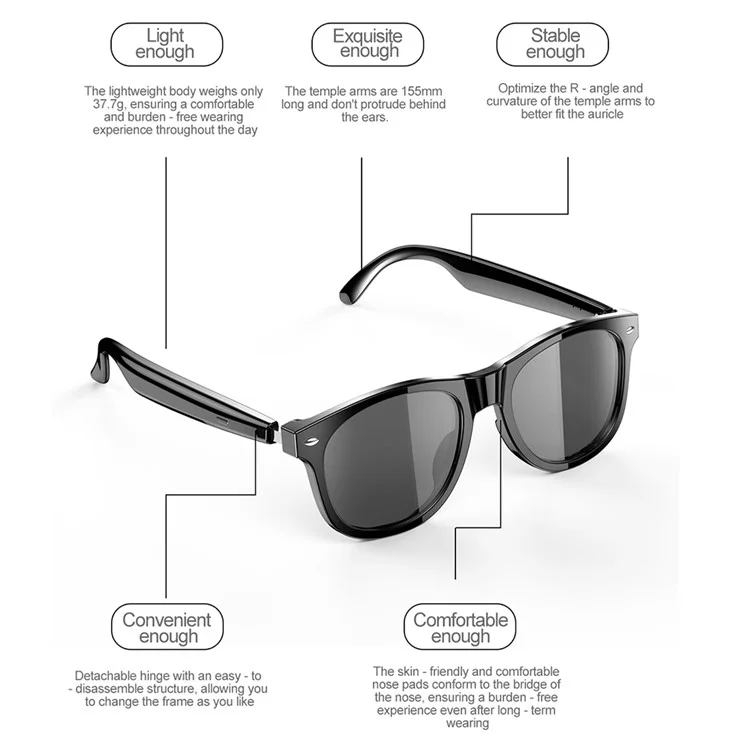 F01 Smart Sonnenbrille Musikwiedergabe Freisprecheinrichtung Bluetooth-kompatible Kabellose Kopfhörer