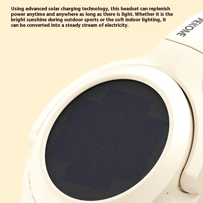 WEKOME Beluga M1 Wireless Headphones Solar Powered Bluetooth-Compatible Over-Ear Foldable Headset - White