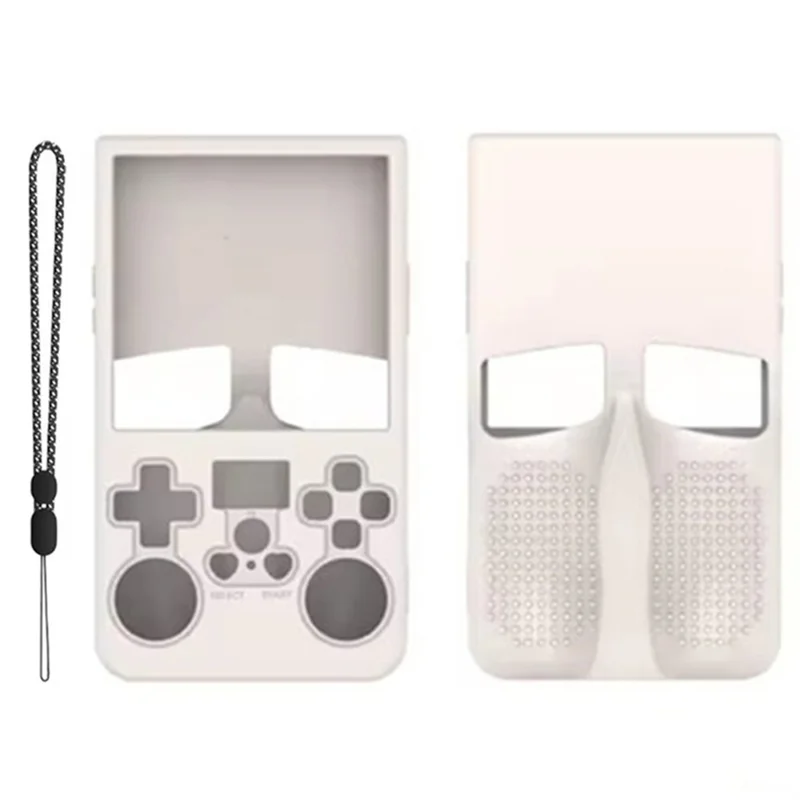 For R36MAX Open Source Handheld Game Console Portable Silicone Protective Case with Wrist Strap - Beige