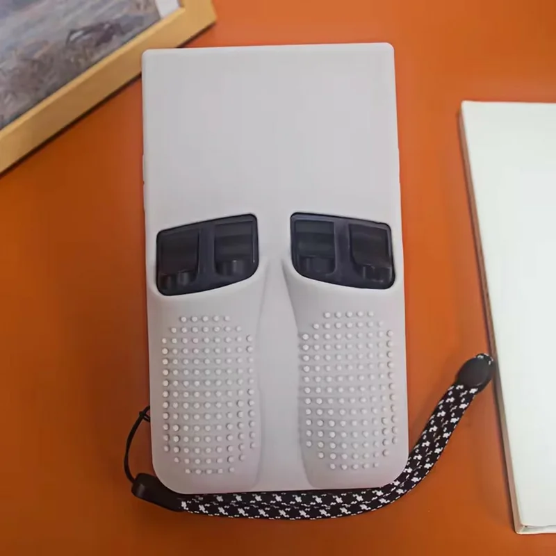 For R36MAX Open Source Handheld Game Console Portable Silicone Protective Case with Wrist Strap - Beige