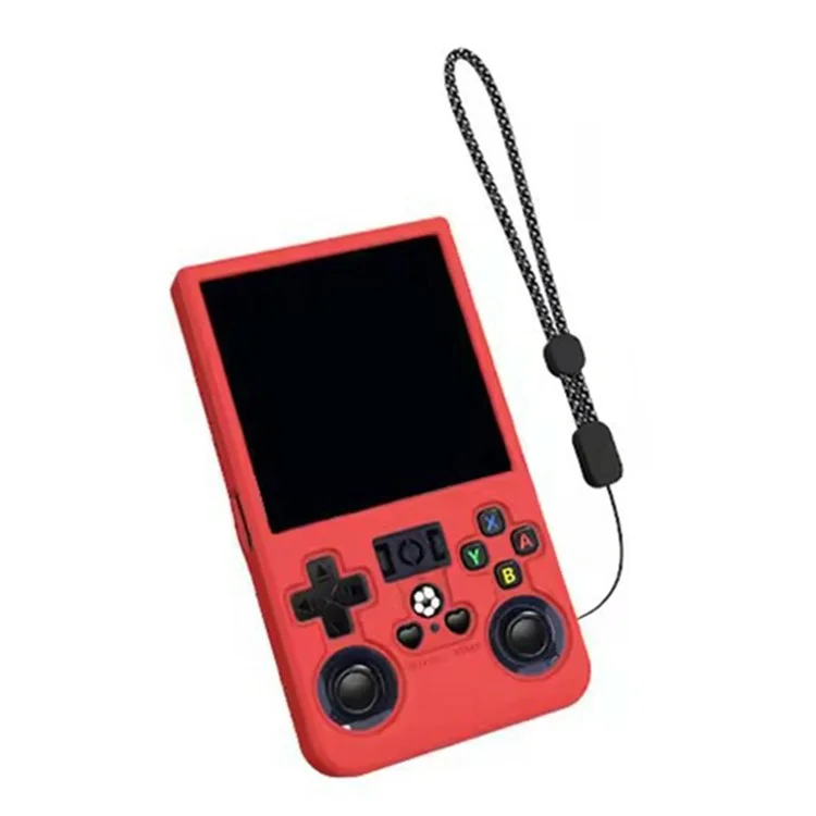For R36MAX Open Source Handheld Game Console Portable Silicone Protective Case with Wrist Strap - Red