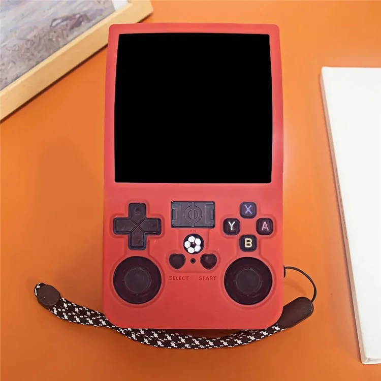 For R36MAX Open Source Handheld Game Console Portable Silicone Protective Case with Wrist Strap - Red