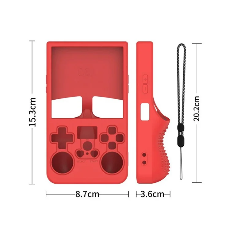 For R36MAX Open Source Handheld Game Console Portable Silicone Protective Case with Wrist Strap - Red