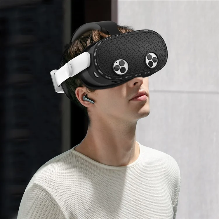 Набор силиконовых аксессуаров для Meta Quest 3S с чехлом для VR-гарнитуры / Накладками на контроллеры / Лицевой маской - Черный