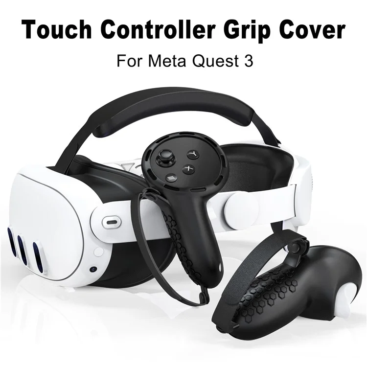 Набор силиконовых аксессуаров для Meta Quest 3S с чехлом для VR-гарнитуры / Накладками на контроллеры / Лицевой маской - Черный