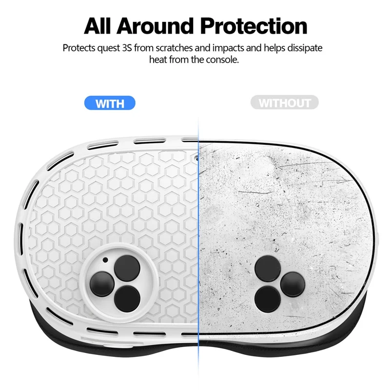 For Meta Quest 3S Silicone Accessory Set with VR Headset Cover  /  Controller Grips  /  Face Mask - White