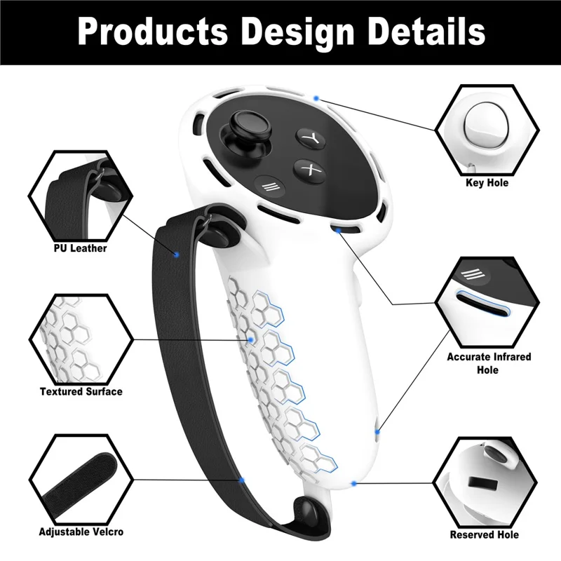 For Meta Quest 3S Silicone Accessory Set with VR Headset Cover  /  Controller Grips  /  Face Mask - White