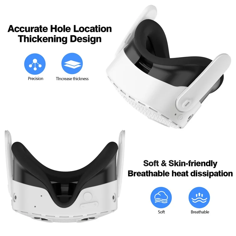 For Meta Quest 3S Silicone Accessory Set with VR Headset Cover  /  Controller Grips  /  Face Mask - White