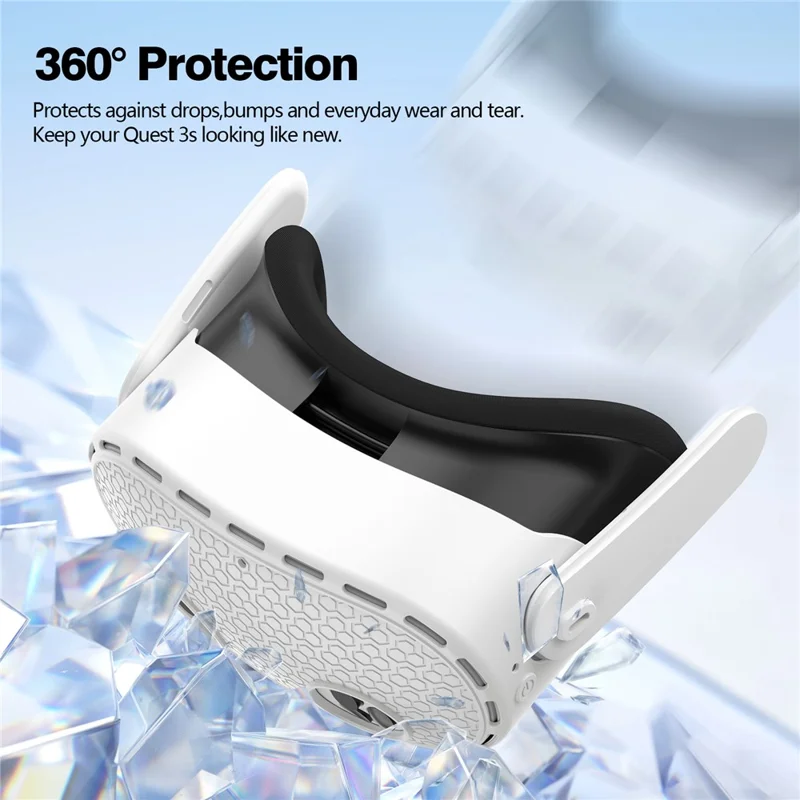For Meta Quest 3S Silicone Accessory Set with VR Headset Cover  /  Controller Grips  /  Face Mask - White